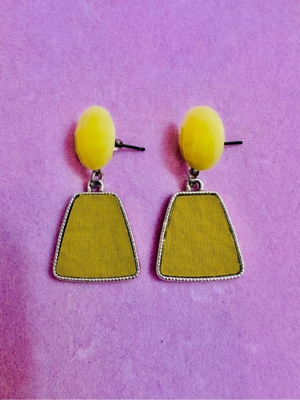 NWT Yellow Geometric Dangle Earrings